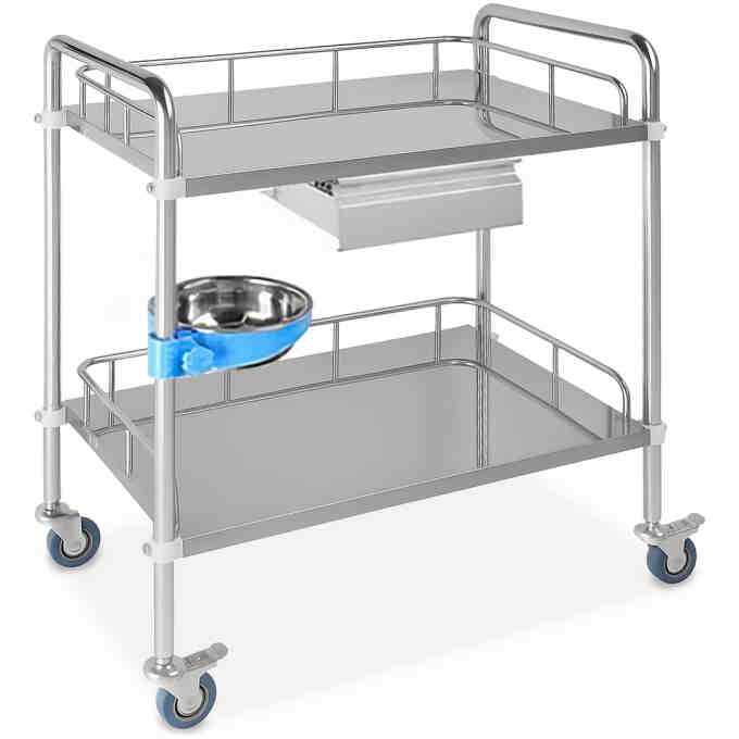 Masa instrumente inox cu sertar si bol PMD-TROL02