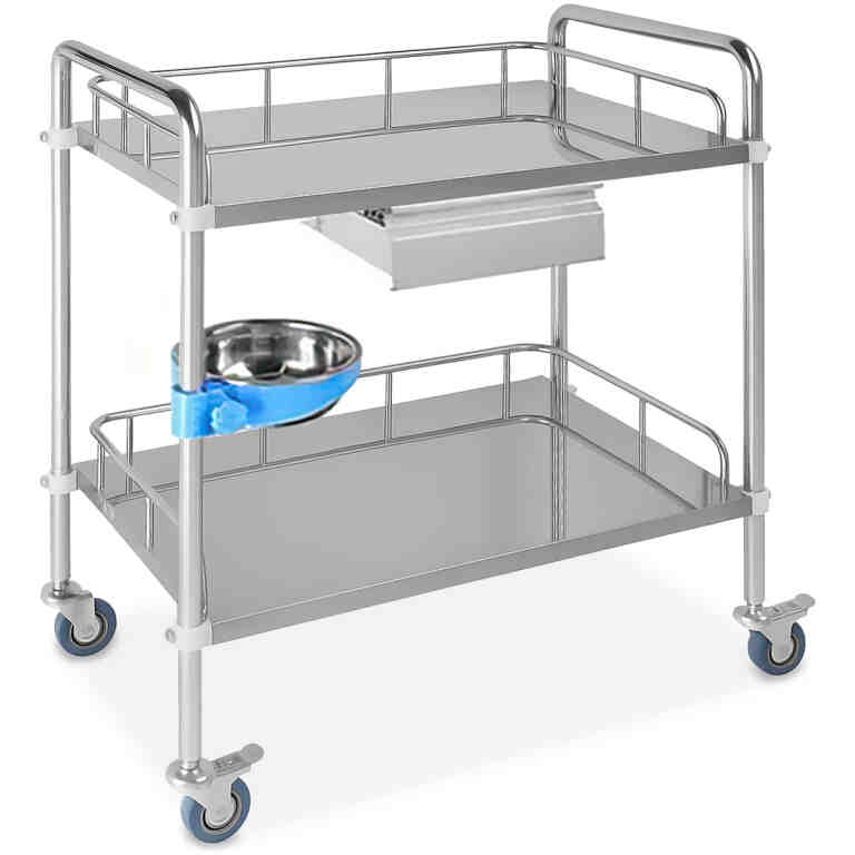 Masa instrumente inox cu sertar si bol PMD-TROL02