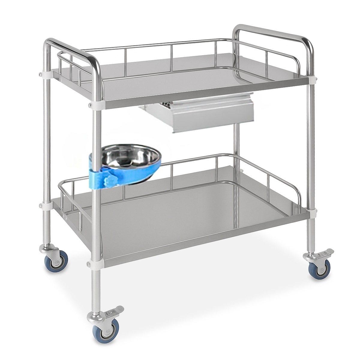 Masa instrumente inox cu sertar si bol PMD-TROL02