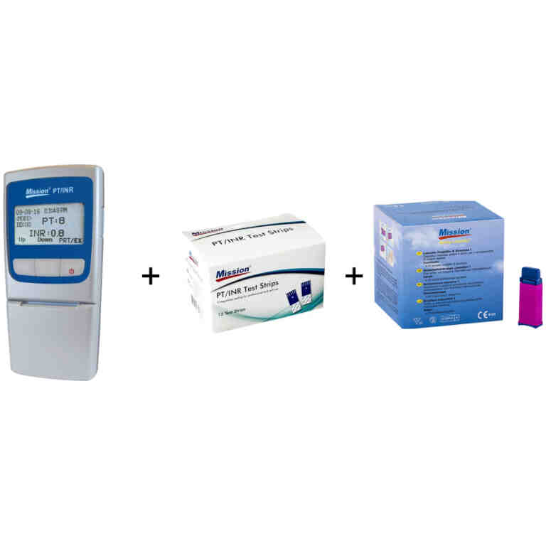 PACHET PROMOTIONAL Aparat de masurat INR Acon Mission PT/INR + 1 cutie teste INR Acon Mission + 1 cutie ace cu autolansator Acon Mission