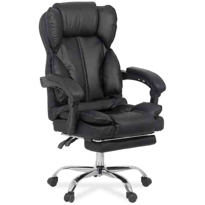 Scaun directorial din piele ecologica cu suport de picioare