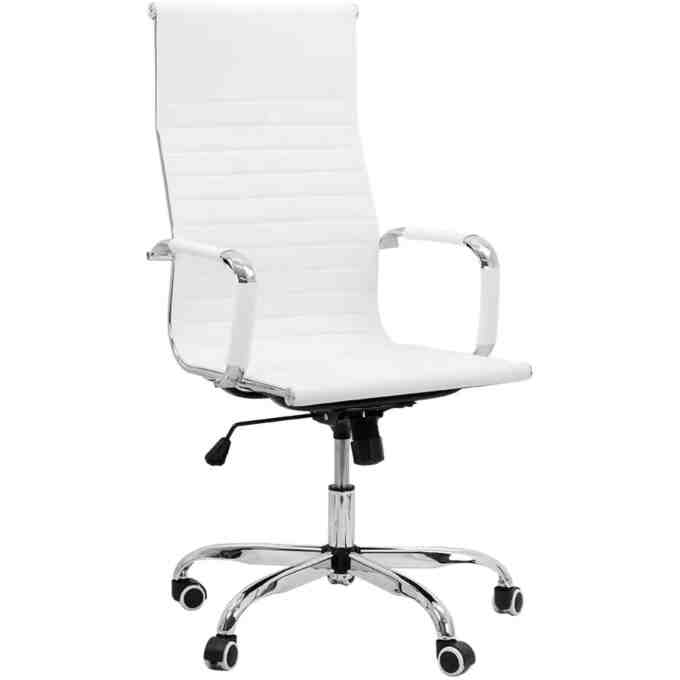 Scaun directorial din piele ecologica alb