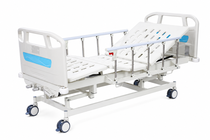 Pat de spital manual cu 3 funcții și reglare pe înălțime și saltea PMD-M3