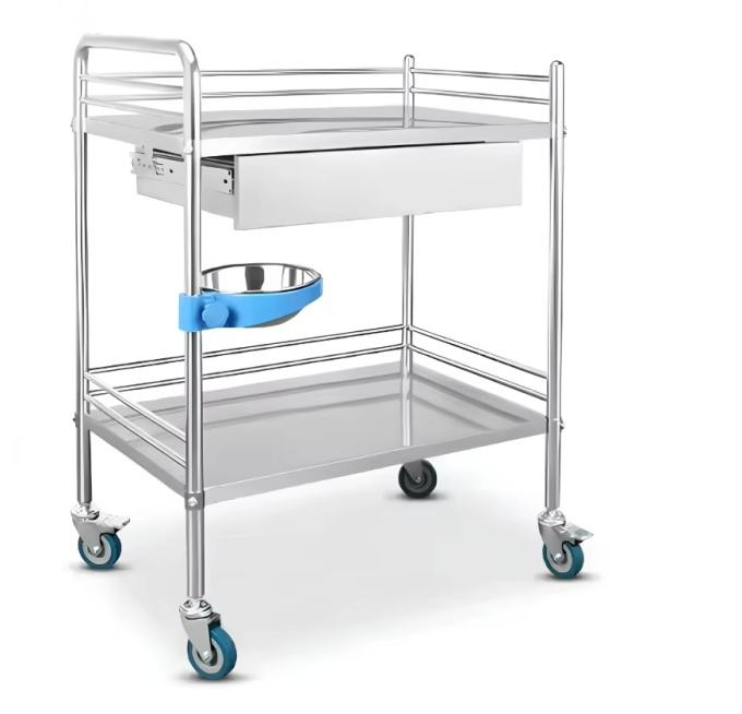 Masa instrumente inox cu sertar si bol PMD-TROL03